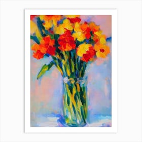 Daffodil Floral Abstract Block Colour 1 Flower Art Print