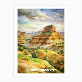 Theodore Roosevelt National Park Watercolor Painting Art Print