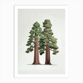 Redwood Tree Pixel Illustration 3 Art Print
