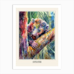 Anteater Colourful Watercolour 3 Poster Art Print