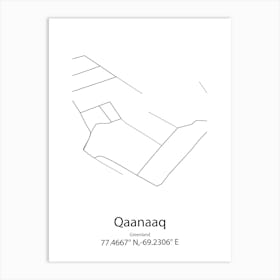 Qaanaaq,Greenland Minimalist Map Art Print