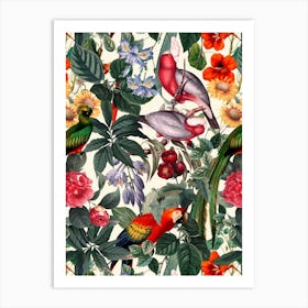 Floral And Birds 39 Art Print