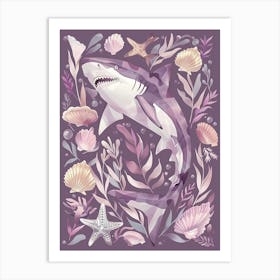 Purple Carpet Shark Illustration 2 Art Print