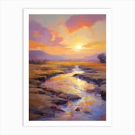 Sunset Over A River Art Print