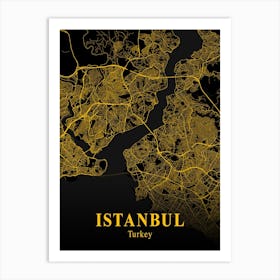 Istanbul Gold City Map 1 Art Print