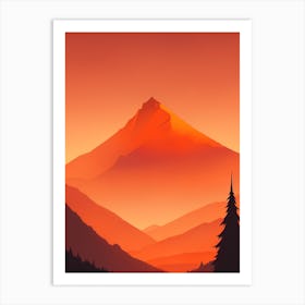 Misty Mountains Vertical Composition In Orange Tone 4 Art Print