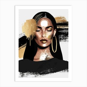 Black Woman With Gold Paint 1 Art Print