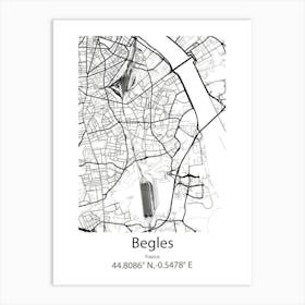 Begles,France Minimalist Map Art Print