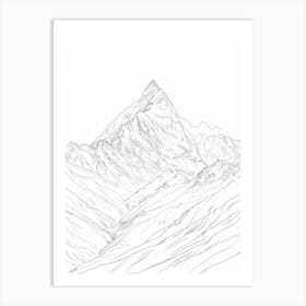 Kangchenjunga Nepal India Line Drawing 3 Art Print