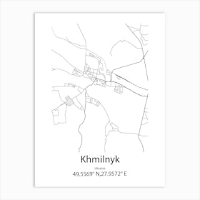 Khmilnyk,Ukraine Minimalist Map Art Print