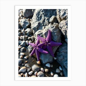 Purple Starfish On The Beach Photo Art Print