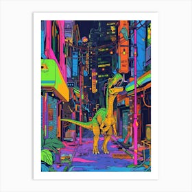 Cyberpunk Neon Dinosaur Inspired Illustration Art Print