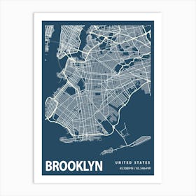 Brooklyn Blueprint City Map 1 Art Print