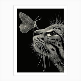 Cat With A Butterfly 1 Art Print