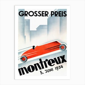 1934 Switzerland Montreux Grand Prix Racing Poster Art Print