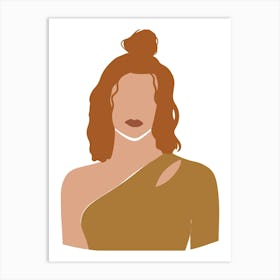 Woman With Curly Hair Art Print