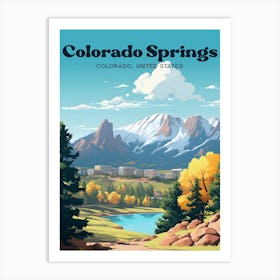 Colorado Springs United States Mountain Travel Art Illustration Art Print