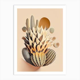 Ferocactus Cactus Neutral Abstract 1 Art Print