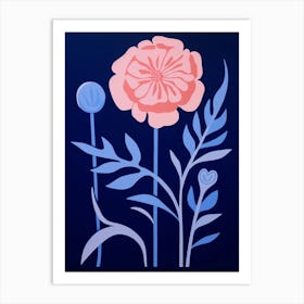 Blue Flower Illustration Carnation 4 Art Print