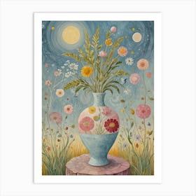 Whimsical Flowers In A Vase Art Print