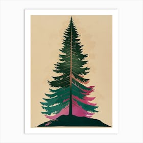 Fir Tree Colourful Illustration 4 Art Print