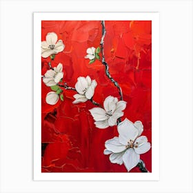 Blossoms On Red Art Print