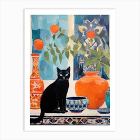 Black Cat On Window Sill 1 Art Print