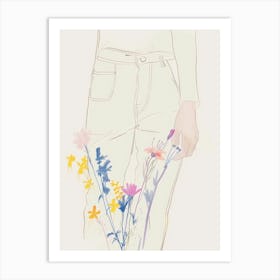 Jean Line Art Flowers 1 Art Print