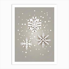 Snowfall, Snowflakes, Retro Minimal 2 Art Print