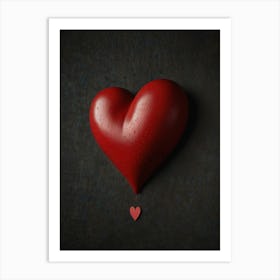 Red Heart On Black Background Art Print