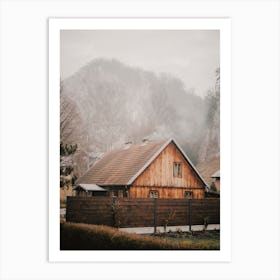 Rustic Winter Cabin Art Print