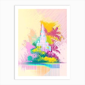 Mauritius Beach Watercolour Pastel Tropical Destination Art Print