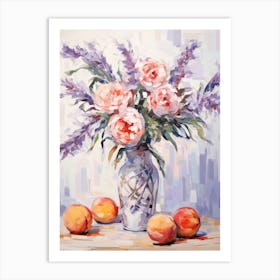 Lavender Flower And Peaches Still Life Painting 4 Dreamy Art Print