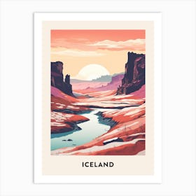 Vintage Winter Travel Poster Iceland 4 Art Print