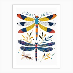 Colourful Insect Illustration Dragonfly 7 Art Print