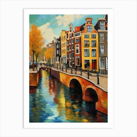 Wall painting print, Amsterdam, Netherlands, landscape art, Van Gogh style, fine art..248 Art Print