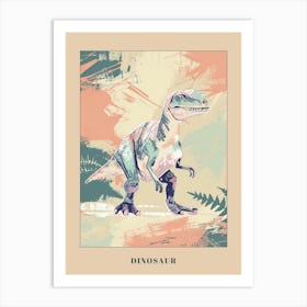 Muted Pastel Dinosaur Illustration Poster Art Print