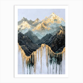 Caucasus Golden Peaks - Mystic Abstraction Art Print