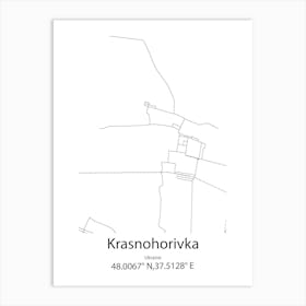 Krasnohorivka,Ukraine Minimalist Map Art Print