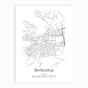 Berkovitsa,Bulgaria Minimalist Map Art Print