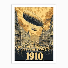 Aihrgdesign A Vintage Poster Of An Early Airship Soaring Abov 972fc6c2 D4d0 4e7f Ad73 C428c4d7dd0f 0 Art Print