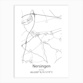 Nersingen,Germany Minimalist Map Art Print