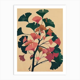 Ginkgo Tree Colourful Illustration 3 Art Print