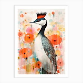 Bird Painting Collage Grebe 3 Art Print