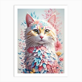 Floral Cat Art Print