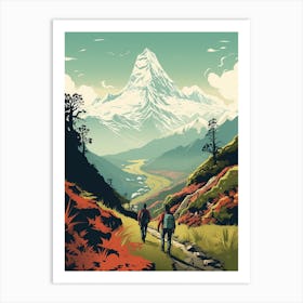 Poon Hill Trek Nepal 3 Vintage Travel Illustration Art Print