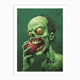 Scary Zombie Eating An Apple 11 Art Print