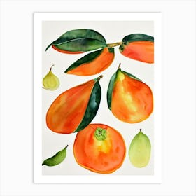 Papaya Watercolour Fruit Painting Fruit Art Print