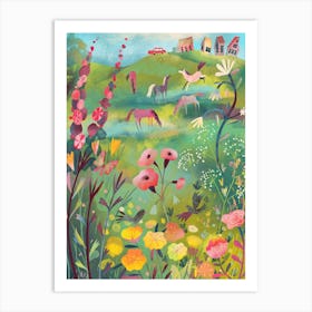 Meadow With Horses Art Print