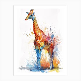 Watercolour Giraffe Splash Art Print